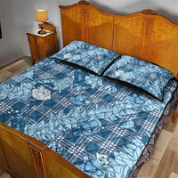 Blue Palaka Hawaii Cowboy Christmas Quilt Bed Set Paniolo Mix Maile Lei - Polynesian Pride