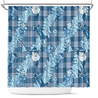 Blue Palaka Hawaii Cowboy Christmas Shower Curtain Paniolo Mix Maile Lei - Polynesian Pride