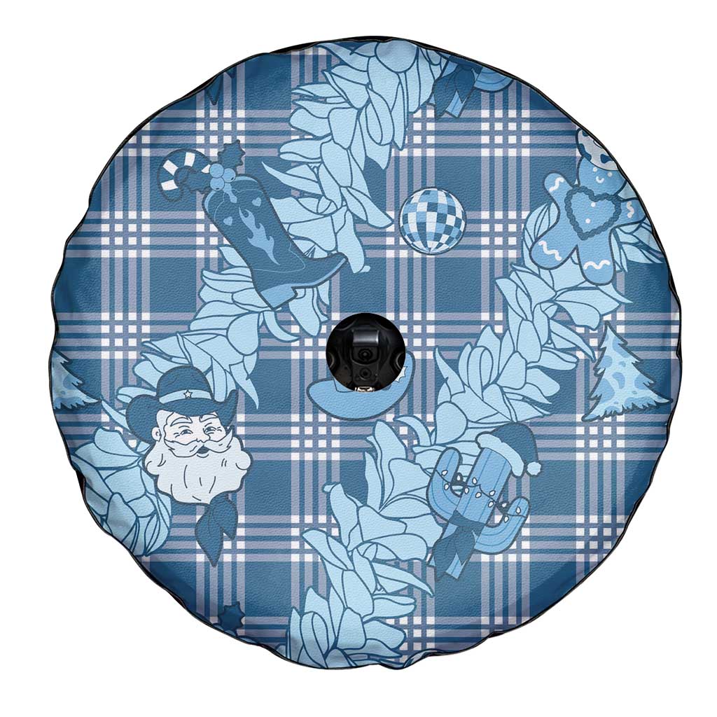 Blue Palaka Hawaii Cowboy Christmas Spare Tire Cover Paniolo Mix Maile Lei - Polynesian Pride