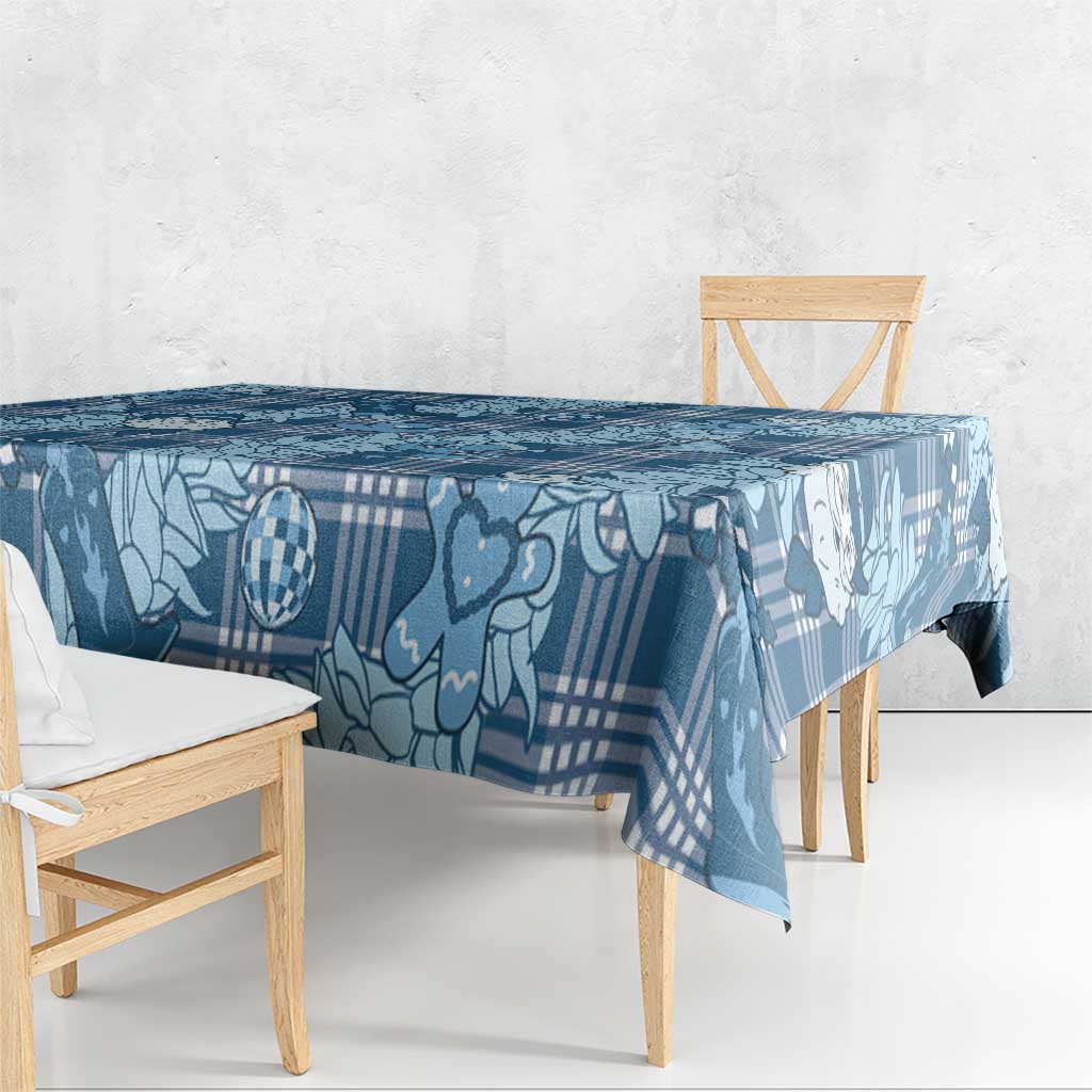 Blue Palaka Hawaii Cowboy Christmas Tablecloth Paniolo Mix Maile Lei - Polynesian Pride