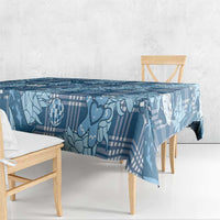 Blue Palaka Hawaii Cowboy Christmas Tablecloth Paniolo Mix Maile Lei - Polynesian Pride