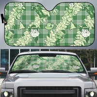 Green Palaka Hawaii Cowboy Christmas Auto Sun Shade Paniolo Mix Maile Lei - Polynesian Pride
