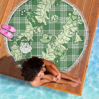 Green Palaka Hawaii Cowboy Christmas Beach Blanket Paniolo Mix Maile Lei - Polynesian Pride