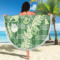 Green Palaka Hawaii Cowboy Christmas Beach Blanket Paniolo Mix Maile Lei - Polynesian Pride