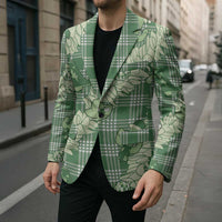 Green Palaka Hawaii Cowboy Christmas Blazer Paniolo Mix Maile Lei - Polynesian Pride