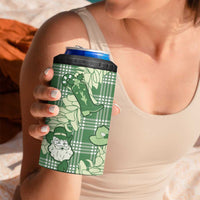 Green Palaka Hawaii Cowboy Christmas 4 in 1 Can Cooler Tumbler Paniolo Mix Maile Lei - Polynesian Pride