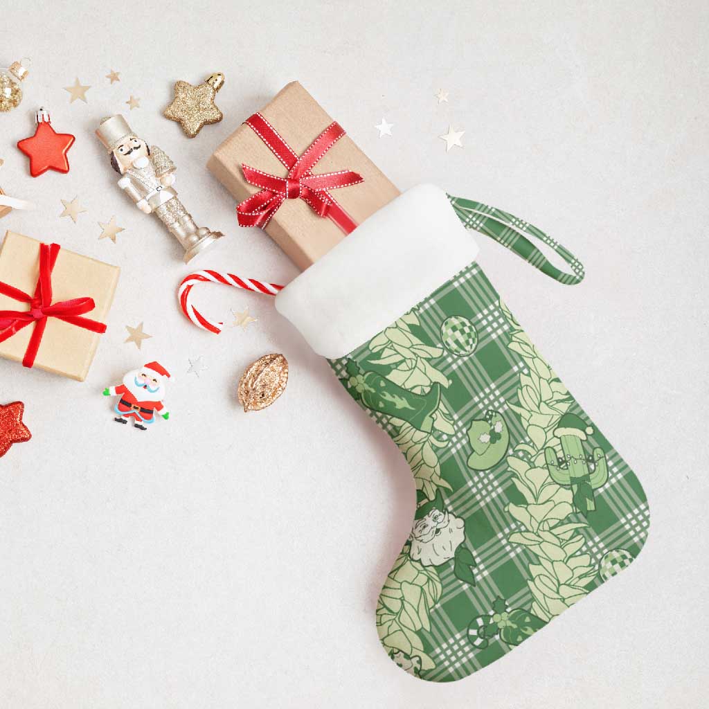 Green Palaka Hawaii Cowboy Christmas Stocking Paniolo Mix Maile Lei - Polynesian Pride