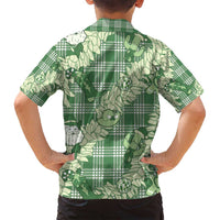 Green Palaka Hawaii Cowboy Christmas Family Matching Puletasi and Hawaiian Shirt Paniolo Mix Maile Lei - Polynesian Pride