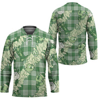 Green Palaka Hawaii Cowboy Christmas Hockey Jersey Paniolo Mix Maile Lei - Polynesian Pride