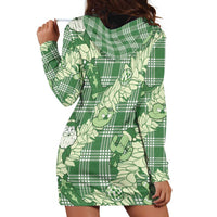 Green Palaka Hawaii Cowboy Christmas Hoodie Dress Paniolo Mix Maile Lei - Polynesian Pride