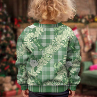 Green Palaka Hawaii Cowboy Christmas Kid Ugly Christmas Sweater Paniolo Mix Maile Lei - Polynesian Pride
