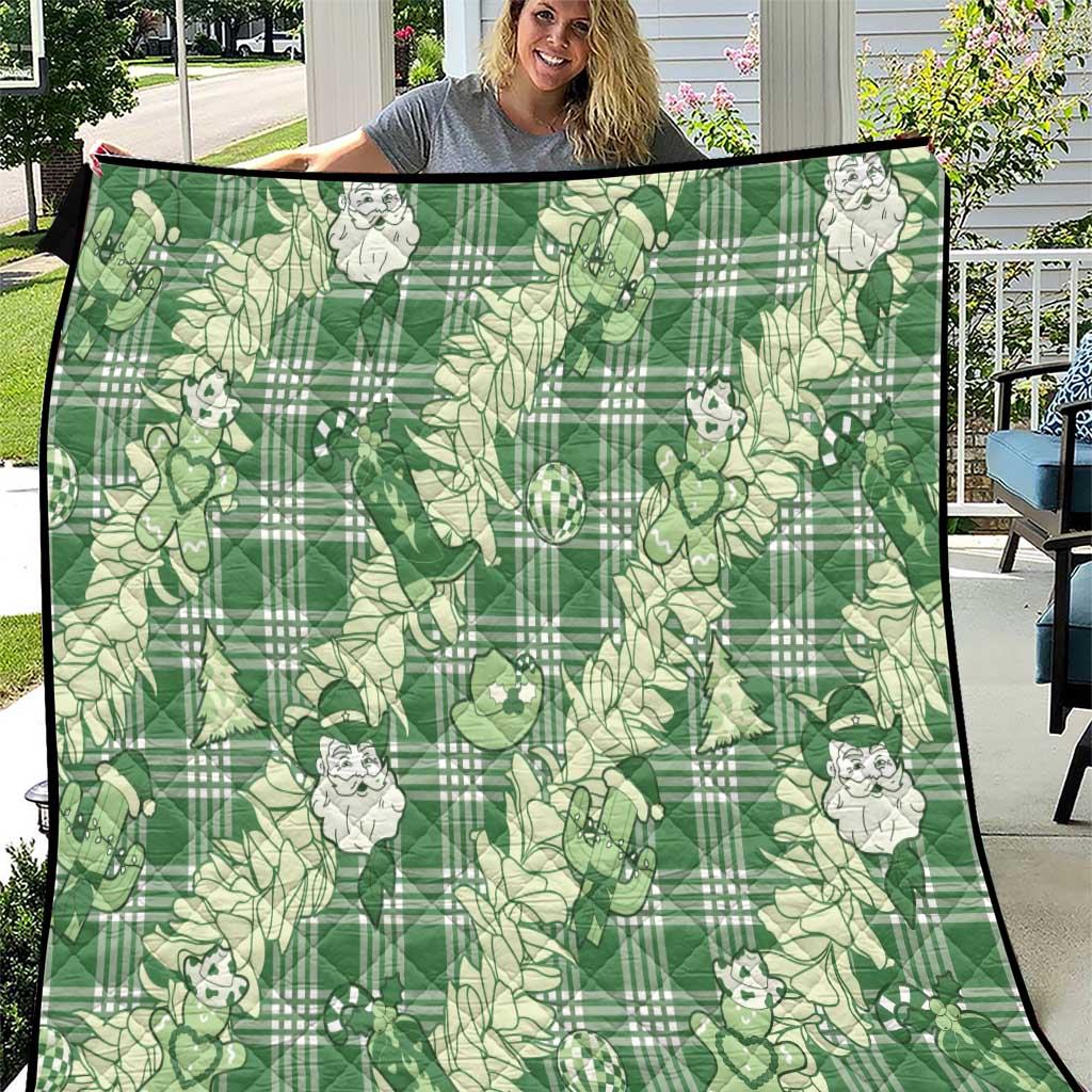 Green Palaka Hawaii Cowboy Christmas Quilt Paniolo Mix Maile Lei - Polynesian Pride