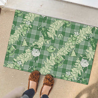 Green Palaka Hawaii Cowboy Christmas Rubber Doormat Paniolo Mix Maile Lei - Polynesian Pride