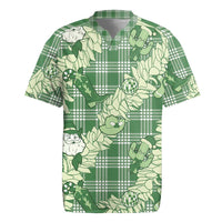 Green Palaka Hawaii Cowboy Christmas Rugby Jersey Paniolo Mix Maile Lei - Polynesian Pride