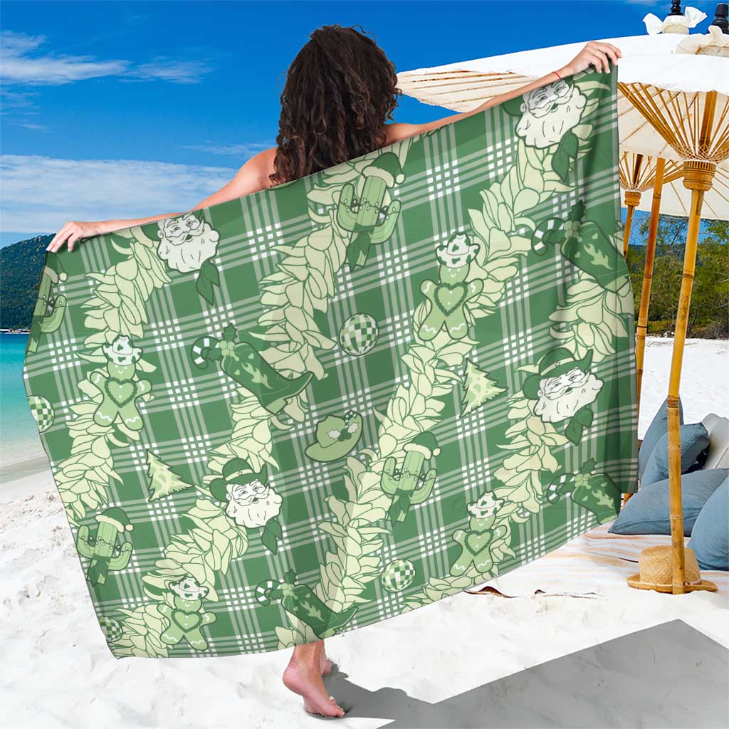 Green Palaka Hawaii Cowboy Christmas Sarong Paniolo Mix Maile Lei - Polynesian Pride