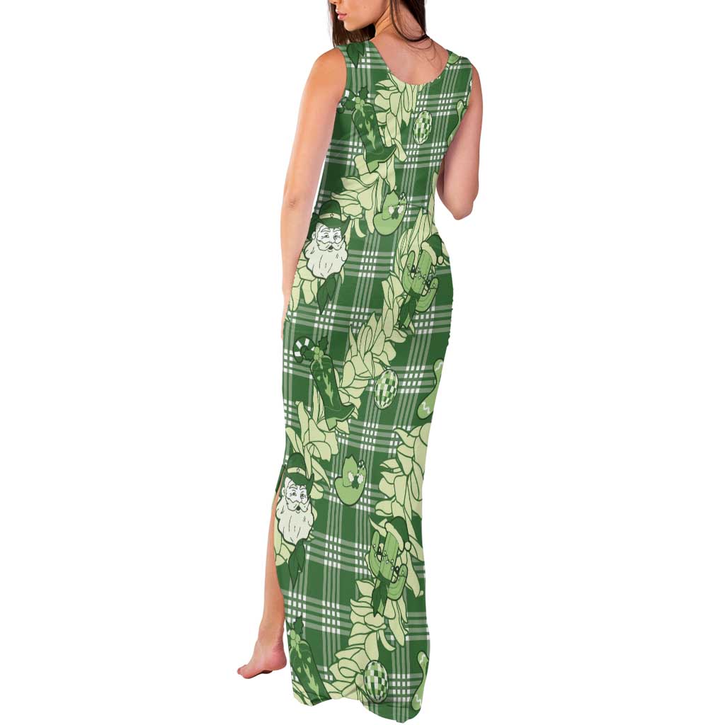 Green Palaka Hawaii Cowboy Christmas Tank Maxi Dress Paniolo Mix Maile Lei - Polynesian Pride