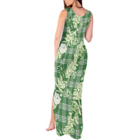 Green Palaka Hawaii Cowboy Christmas Tank Maxi Dress Paniolo Mix Maile Lei - Polynesian Pride