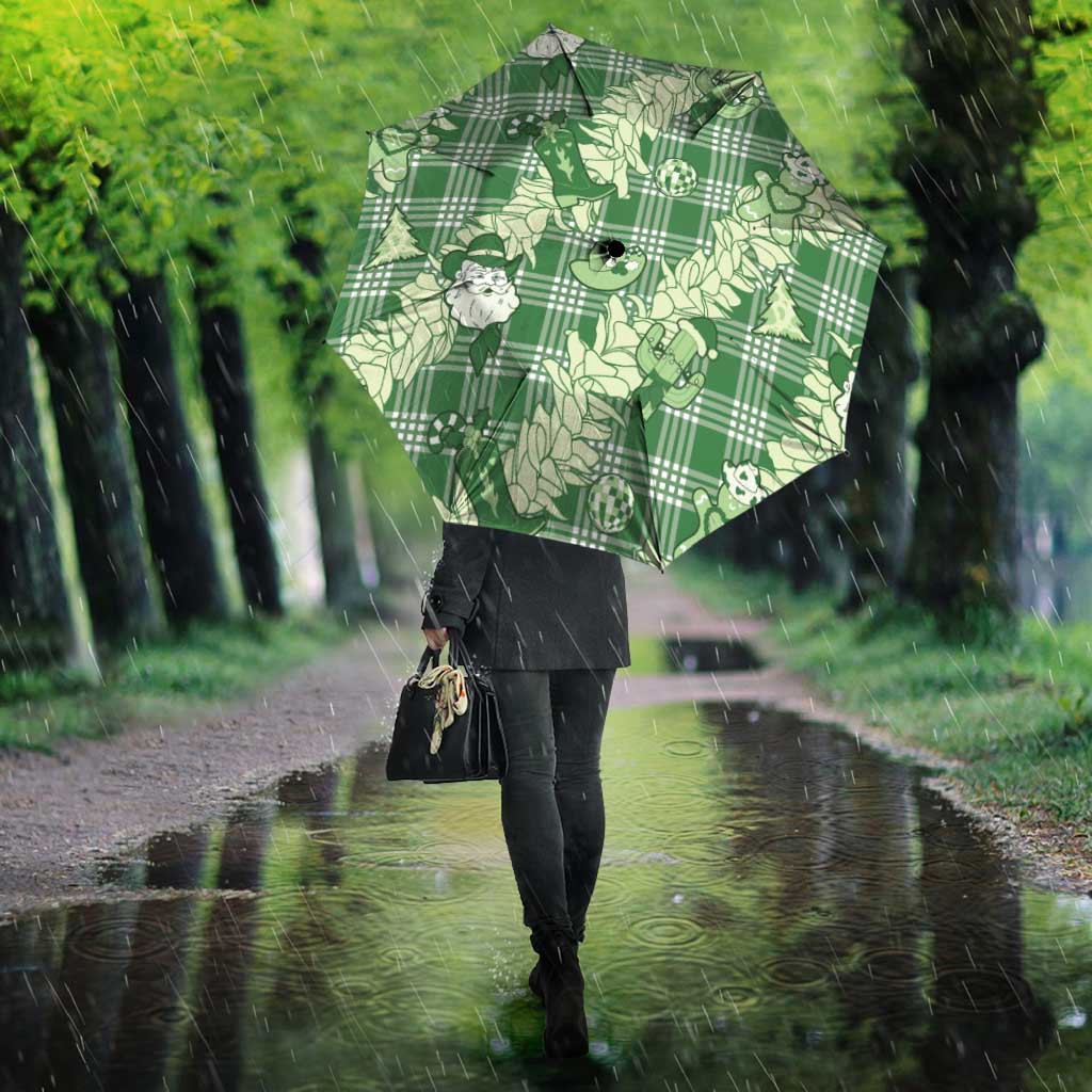 Green Palaka Hawaii Cowboy Christmas Umbrella Paniolo Mix Maile Lei - Polynesian Pride