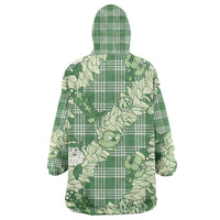 Green Palaka Hawaii Cowboy Christmas Wearable Blanket Hoodie Paniolo Mix Maile Lei - Polynesian Pride
