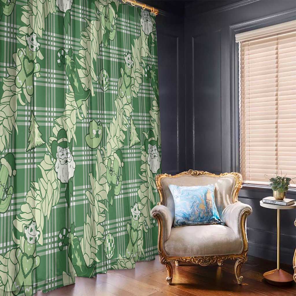 Green Palaka Hawaii Cowboy Christmas Window Curtain Paniolo Mix Maile Lei - Polynesian Pride