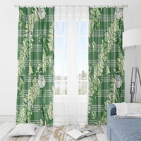 Green Palaka Hawaii Cowboy Christmas Window Curtain Paniolo Mix Maile Lei - Polynesian Pride