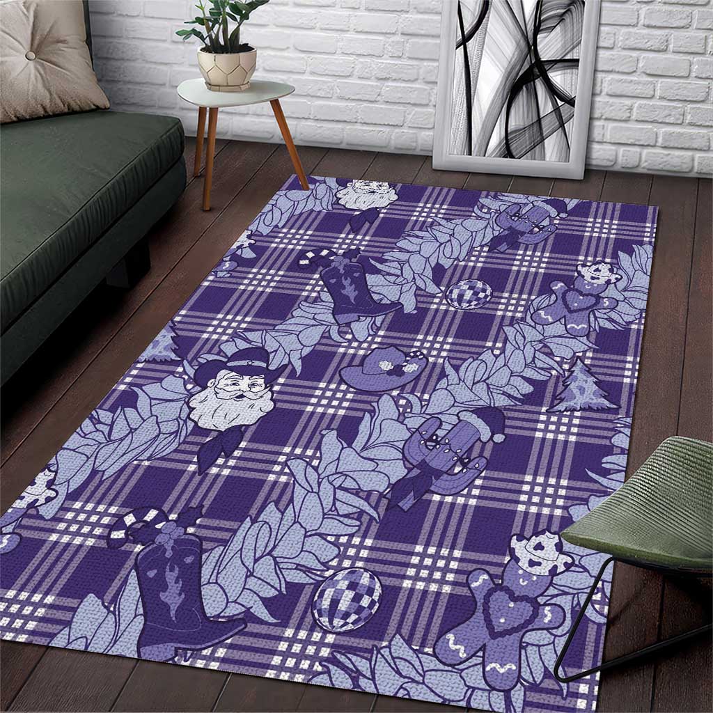 Purple Palaka Hawaii Cowboy Christmas Area Rug Paniolo Mix Maile Lei - Polynesian Pride