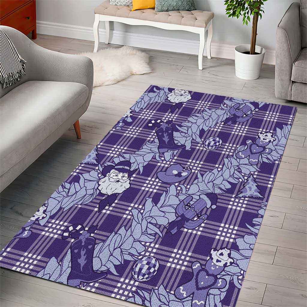 Purple Palaka Hawaii Cowboy Christmas Area Rug Paniolo Mix Maile Lei - Polynesian Pride