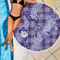 Purple Palaka Hawaii Cowboy Christmas Beach Blanket Paniolo Mix Maile Lei - Polynesian Pride