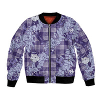 Purple Palaka Hawaii Cowboy Christmas Bomber Jacket Paniolo Mix Maile Lei - Polynesian Pride