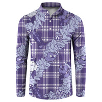 Purple Palaka Hawaii Cowboy Christmas Button Sweatshirt Paniolo Mix Maile Lei - Polynesian Pride