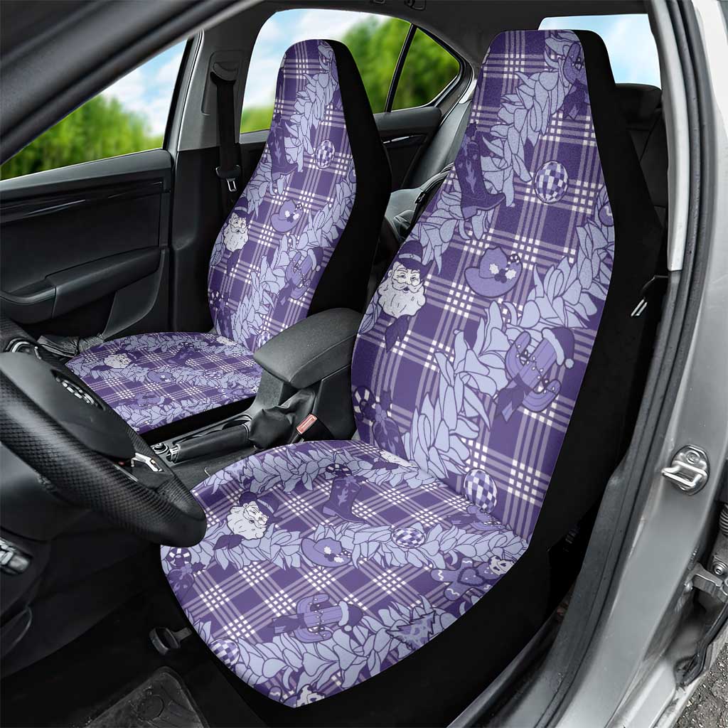 Purple Palaka Hawaii Cowboy Christmas Car Seat Cover Paniolo Mix Maile Lei - Polynesian Pride