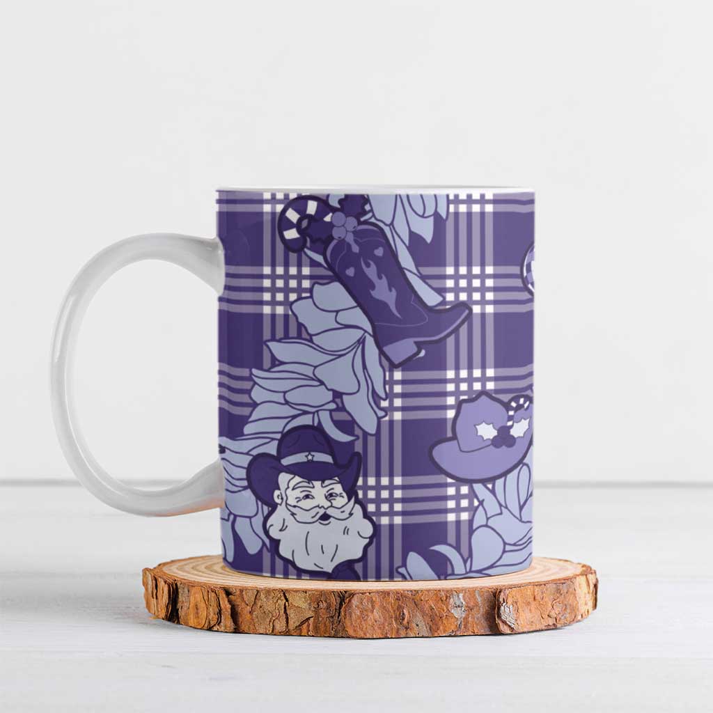 Purple Palaka Hawaii Cowboy Christmas Ceramic Mug Paniolo Mix Maile Lei - Polynesian Pride