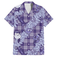 Purple Palaka Hawaii Cowboy Christmas Family Matching Long Sleeve Bodycon Dress and Hawaiian Shirt Paniolo Mix Maile Lei - Polynesian Pride