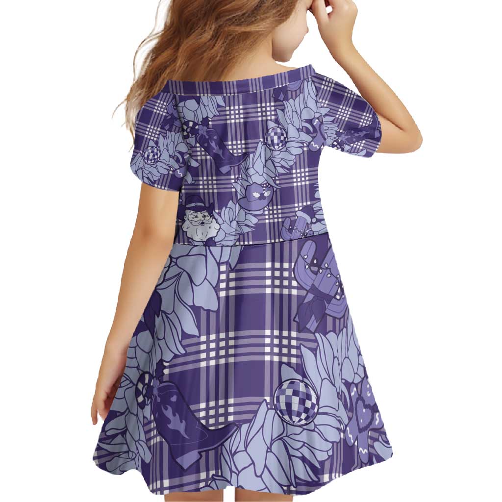 Purple Palaka Hawaii Cowboy Christmas Family Matching Off Shoulder Maxi Dress and Hawaiian Shirt Paniolo Mix Maile Lei - Polynesian Pride