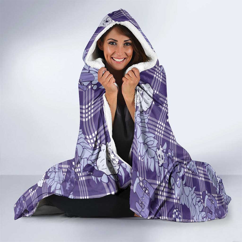 Purple Palaka Hawaii Cowboy Christmas Hooded Blanket Paniolo Mix Maile Lei - Polynesian Pride