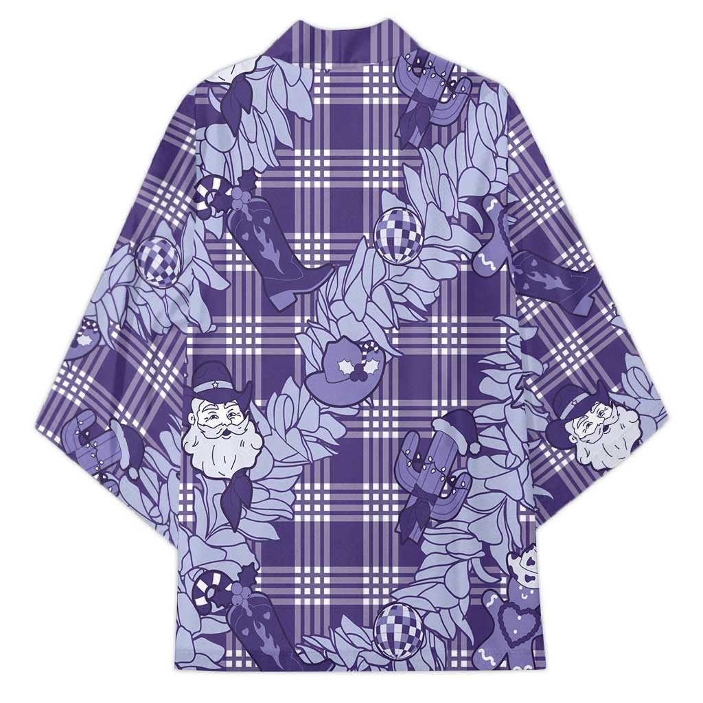 Purple Palaka Hawaii Cowboy Christmas Kimono Paniolo Mix Maile Lei - Polynesian Pride
