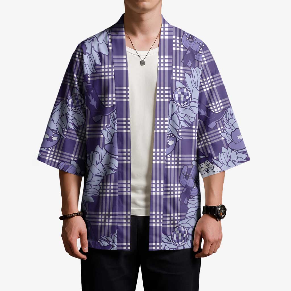 Purple Palaka Hawaii Cowboy Christmas Kimono Paniolo Mix Maile Lei - Polynesian Pride