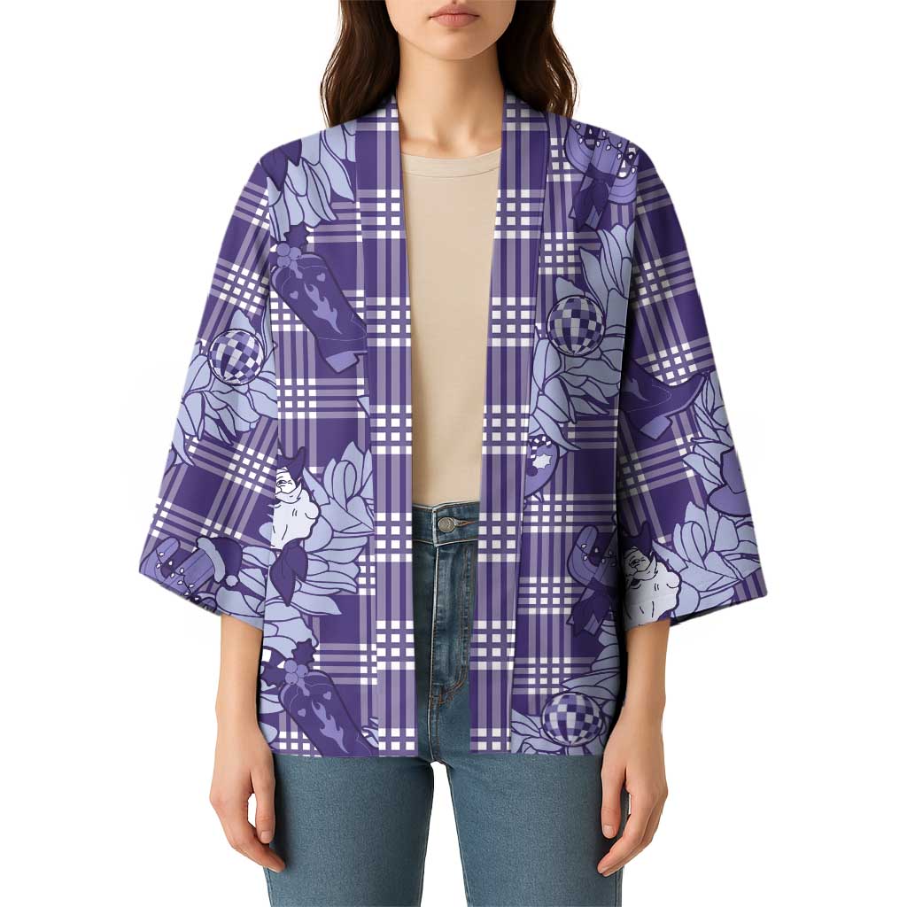 Purple Palaka Hawaii Cowboy Christmas Kimono Paniolo Mix Maile Lei - Polynesian Pride