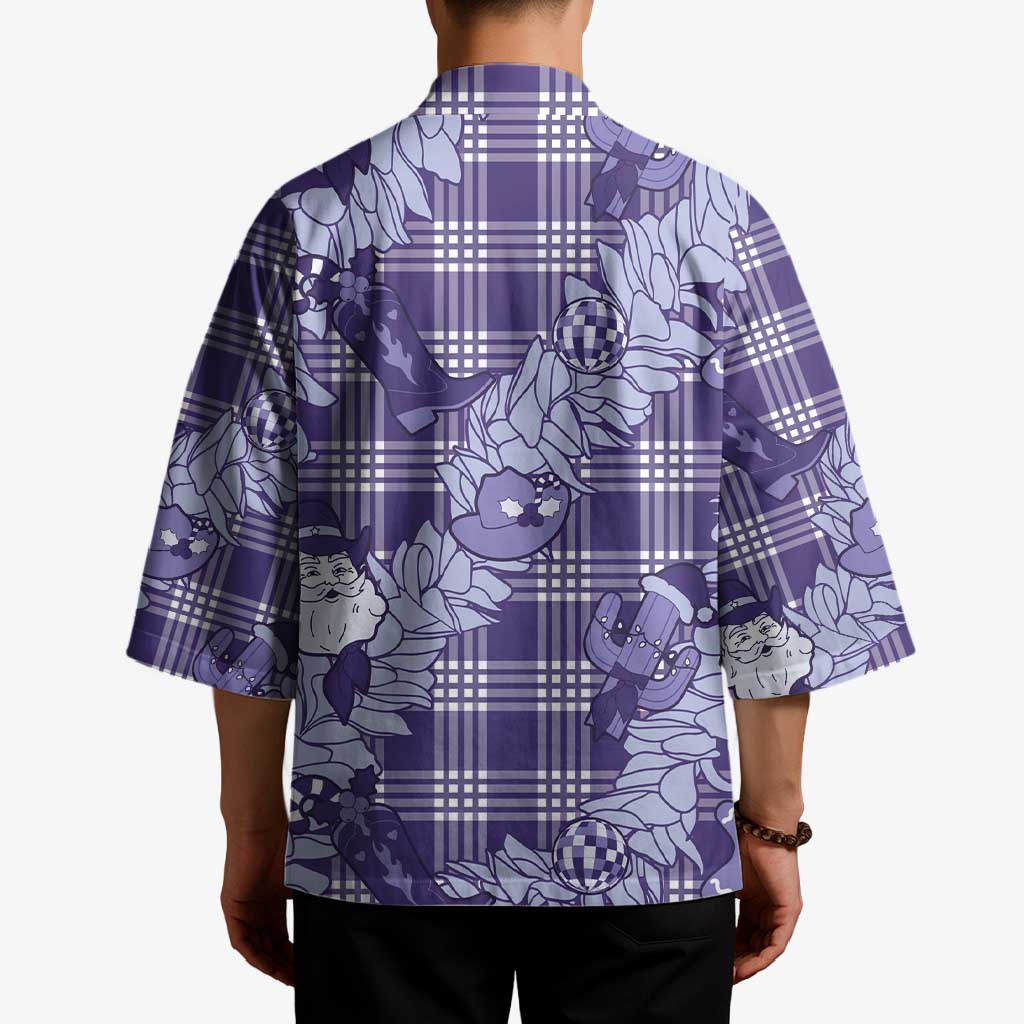 Purple Palaka Hawaii Cowboy Christmas Kimono Paniolo Mix Maile Lei - Polynesian Pride