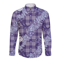 Purple Palaka Hawaii Cowboy Christmas Long Sleeve Button Shirt Paniolo Mix Maile Lei - Polynesian Pride