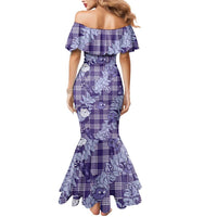 Purple Palaka Hawaii Cowboy Christmas Mermaid Dress Paniolo Mix Maile Lei - Polynesian Pride