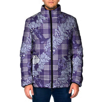 Purple Palaka Hawaii Cowboy Christmas Padded Jacket Paniolo Mix Maile Lei - Polynesian Pride