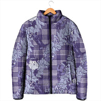 Purple Palaka Hawaii Cowboy Christmas Padded Jacket Paniolo Mix Maile Lei - Polynesian Pride
