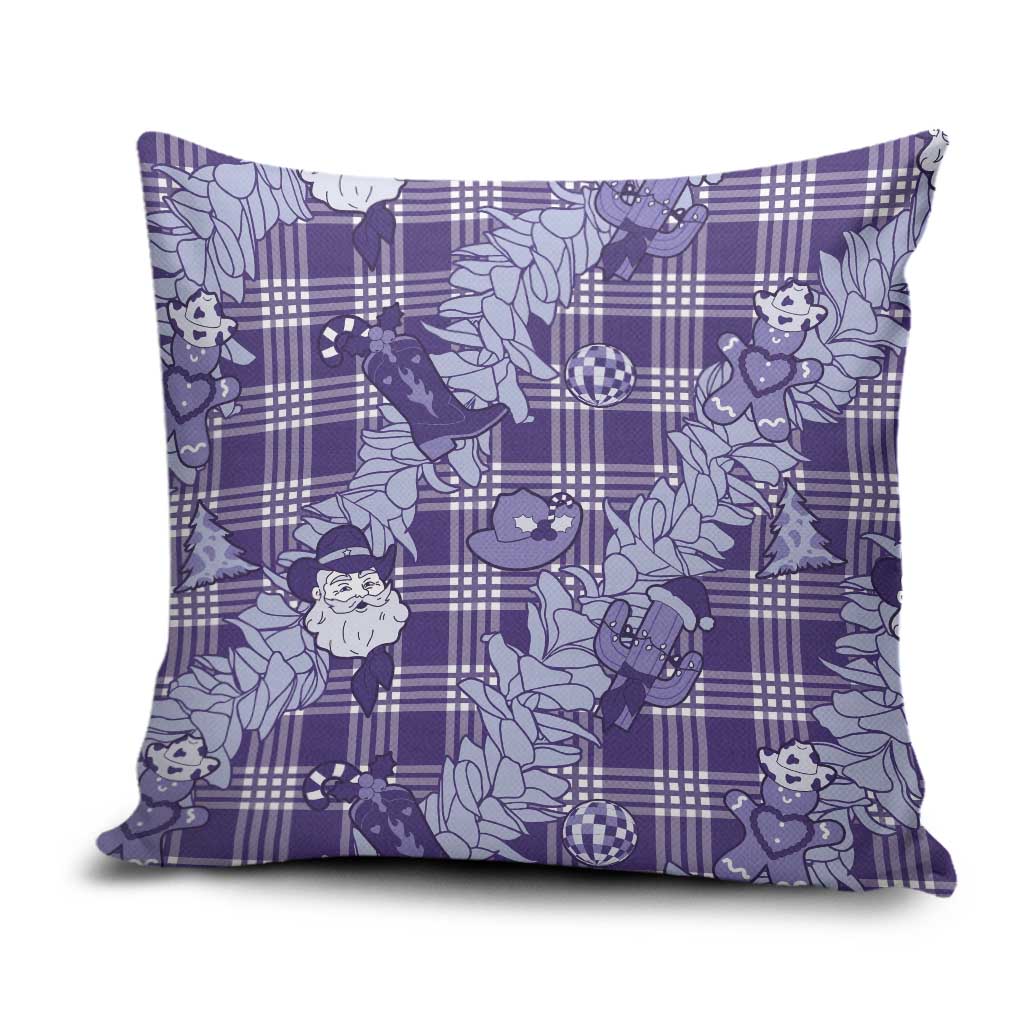 Purple Palaka Hawaii Cowboy Christmas Pillow Cover Paniolo Mix Maile Lei - Polynesian Pride