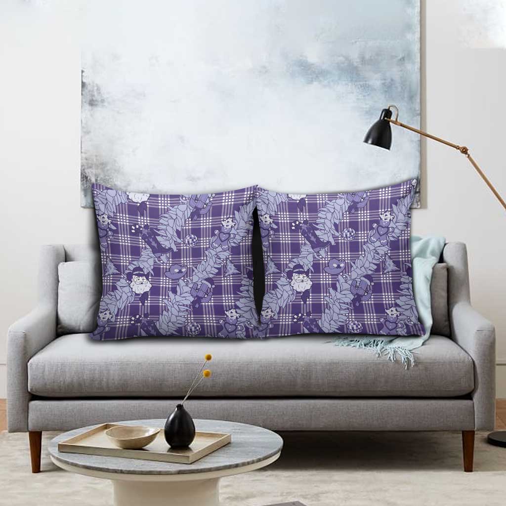 Purple Palaka Hawaii Cowboy Christmas Pillow Cover Paniolo Mix Maile Lei - Polynesian Pride