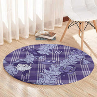 Purple Palaka Hawaii Cowboy Christmas Round Carpet Paniolo Mix Maile Lei - Polynesian Pride