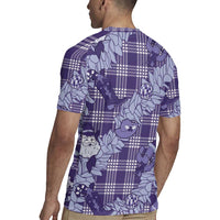 Purple Palaka Hawaii Cowboy Christmas Rugby Jersey Paniolo Mix Maile Lei - Polynesian Pride