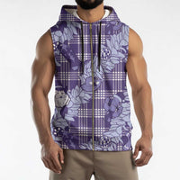 Purple Palaka Hawaii Cowboy Christmas Sleeveless Zip Hoodie Paniolo Mix Maile Lei - Polynesian Pride