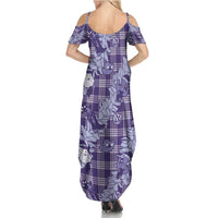 Purple Palaka Hawaii Cowboy Christmas Summer Maxi Dress Paniolo Mix Maile Lei - Polynesian Pride