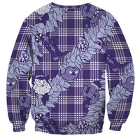 Purple Palaka Hawaii Cowboy Christmas Sweatshirt Paniolo Mix Maile Lei - Polynesian Pride